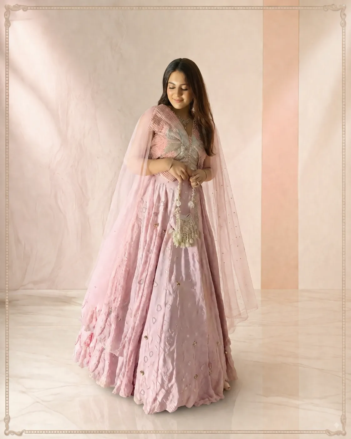 pink alves apparels handwork lehenga